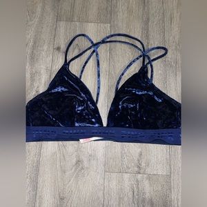 navy blue velvet bralette